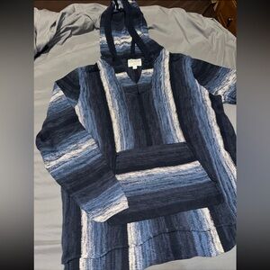 Mens Lucky Brand Blue Drug Rug Hoodie Extra Large